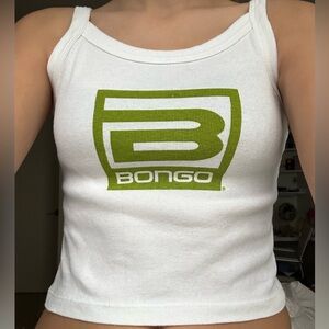 2000s vintage bongo white and green tank top
